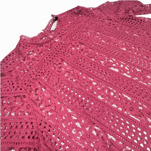 LOFT Women's Maroon Lace Eyelet Blouse - Size XL - Picture 5 of 8